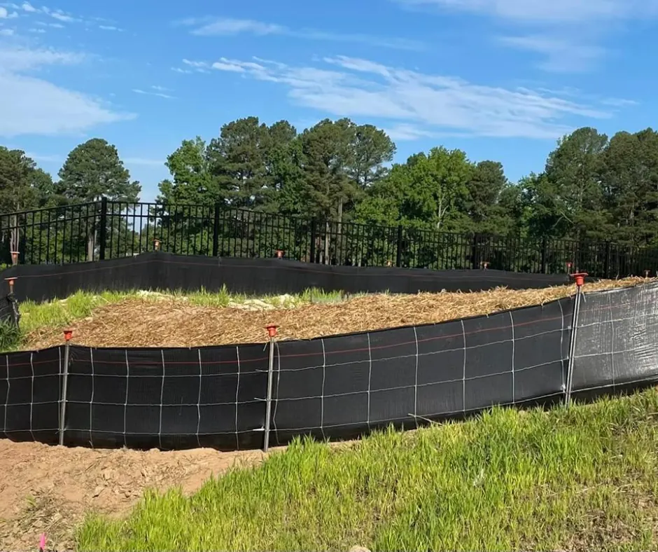 Silt fence protecting a lot
