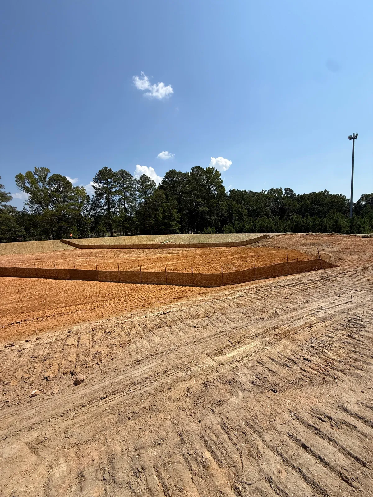 Tiered stormwater basin under construction at Banks Twenty