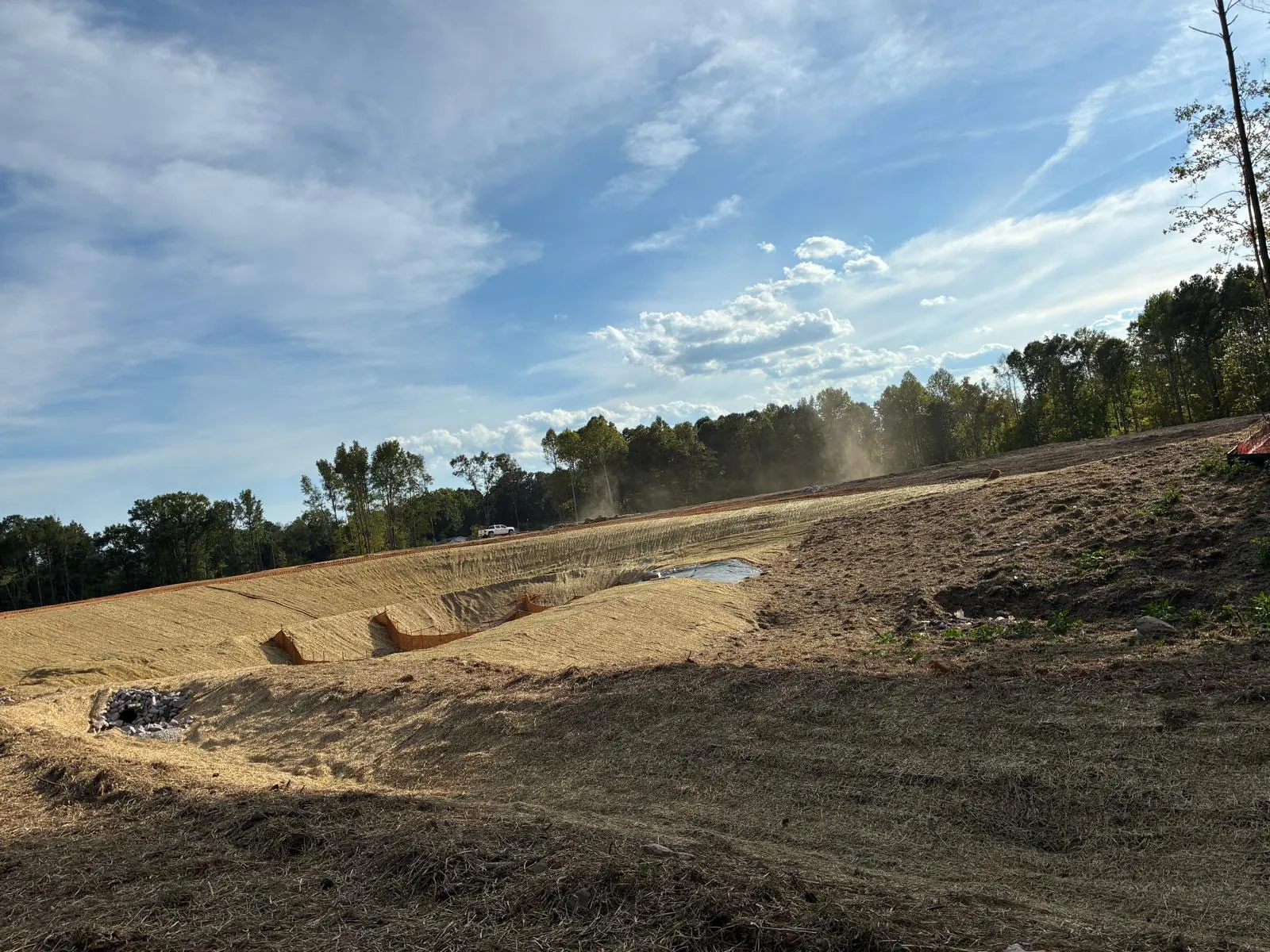 Wide stormwater basin under construction at Banks Twenty