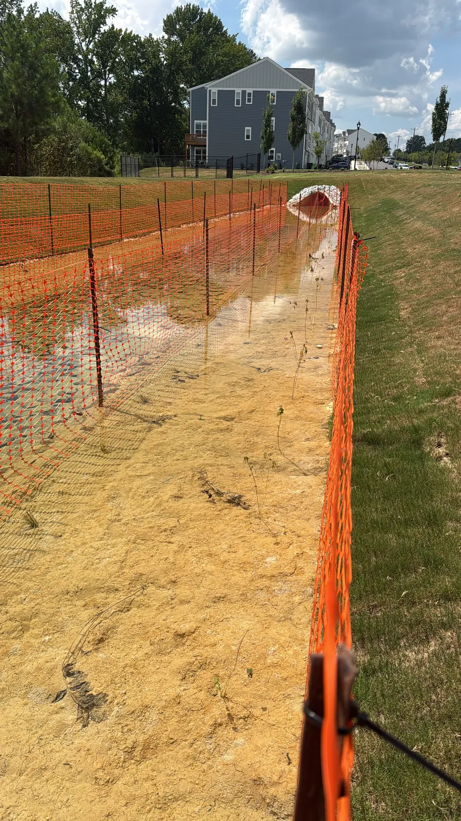 Stormwater channel project at Parc Townes at Wendell