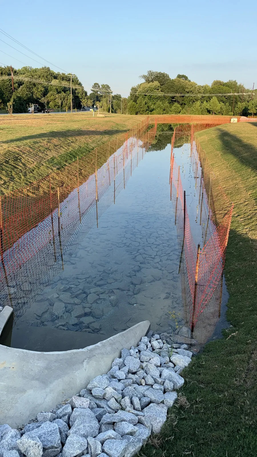 Stormwater channel project at Parc Townes at Wendell