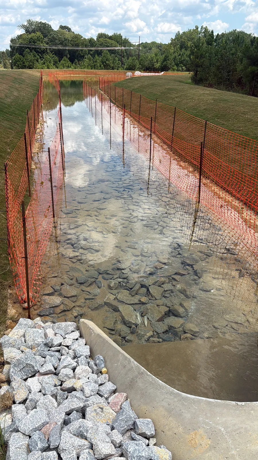 Stormwater channel project at Parc Townes at Wendell