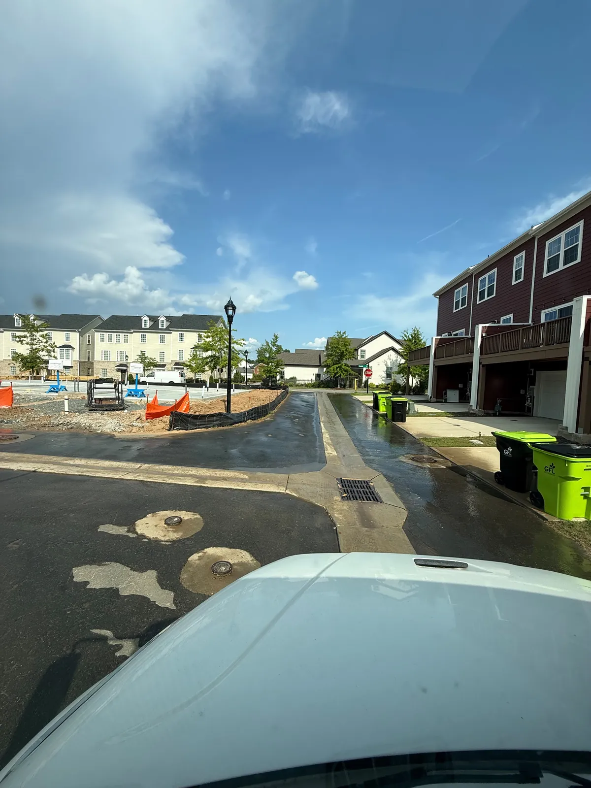 Clean, washed street after construction traffic
